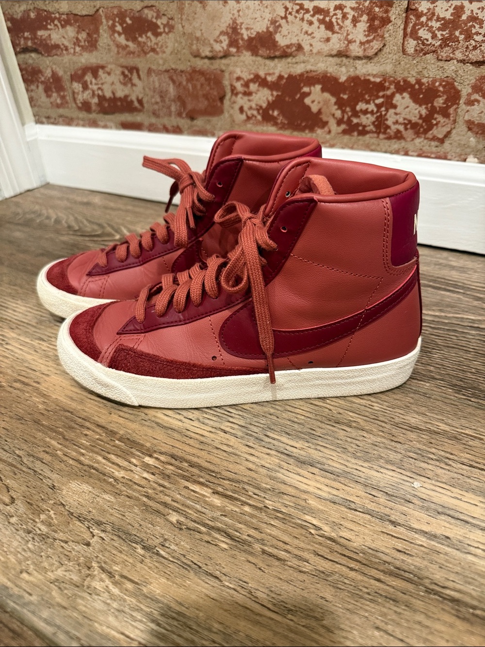 Nike Red High-Top Sneakers with White Sole